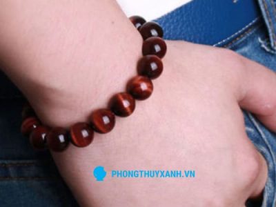 Vòng tay phong thuỷ mắt hổ đỏ, sang trọng cho quý ông - Phong Thuỷ Xanh