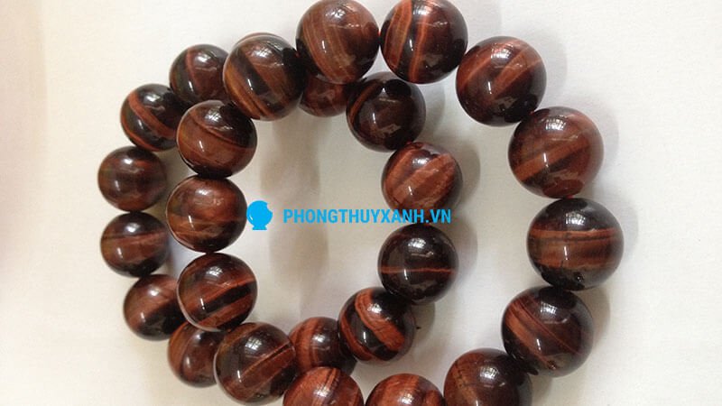 Vòng tay phong thủy đá mắt hổ đỏ - hạt lớn
