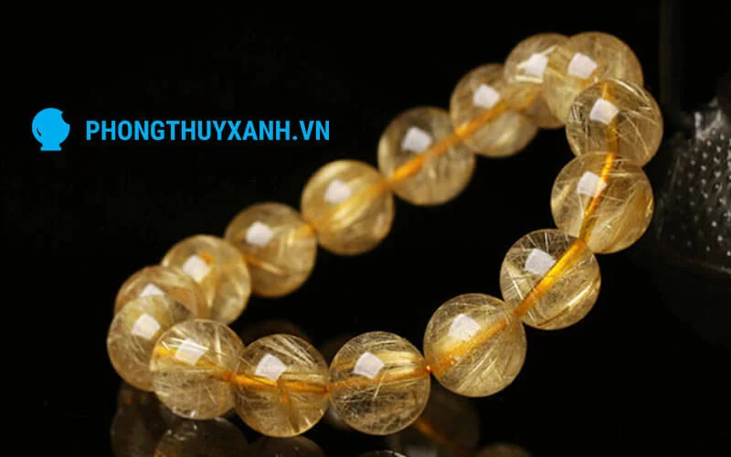Vòng tay thạch anh tóc vàng - size 14ly