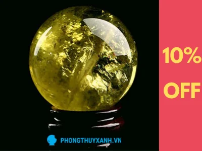 quả cầu thạch anh vàng loại 5a